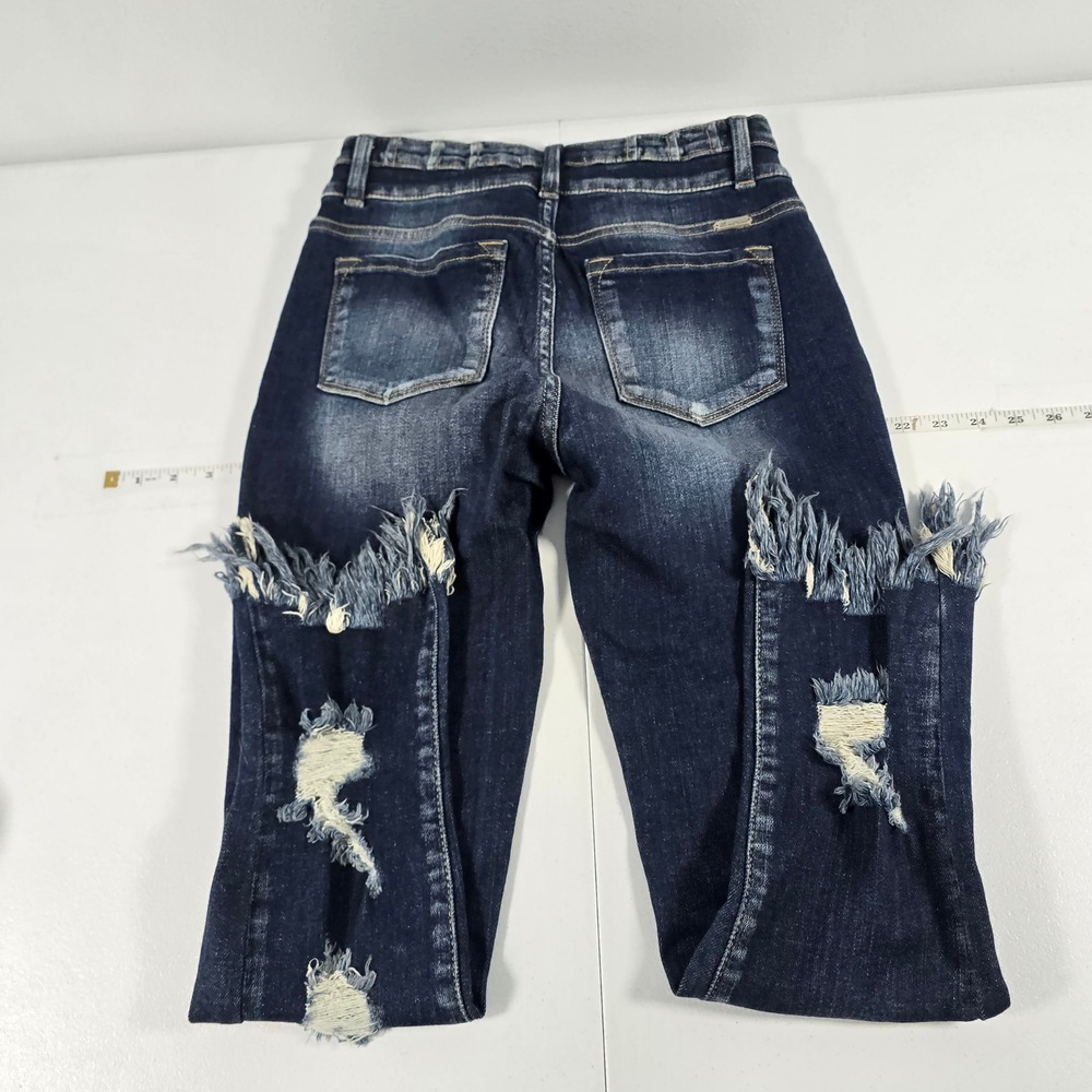 KanCan Signature Mid-Rise Ankle Skinny Jeans Dark Wash Distressed 27 VBK1633A - Picture 2 of 9